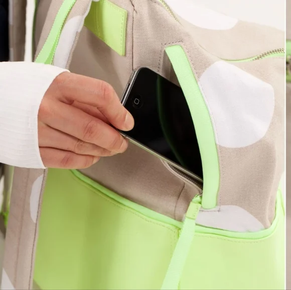 Lululemon Spring Fling Pack Polka Dot Backpack in Neon Green and Beige - Picture 3 of 16